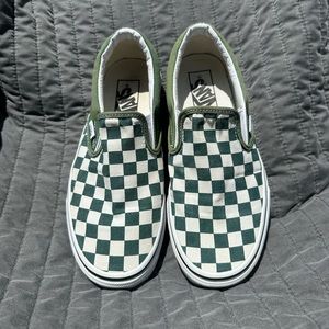 Green Checkered Slip on Vans
